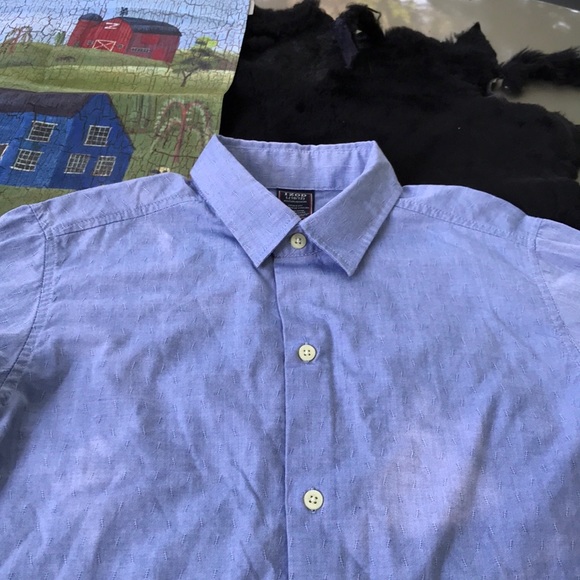 IZOD Blue Print Button Up Long Sleeves Dress Shirt Boys L (10/12). - Picture 6 of 12
